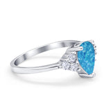 Art Deco Teardrop Engagement Ring Simulated Cubic Zirconia 925 Sterling Silver