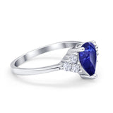 Art Deco Teardrop Engagement Ring Simulated Cubic Zirconia 925 Sterling Silver