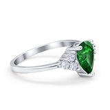 Art Deco Teardrop Engagement Ring Simulated Cubic Zirconia 925 Sterling Silver