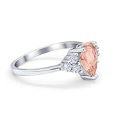 Art Deco Teardrop Engagement Ring Simulated Cubic Zirconia 925 Sterling Silver