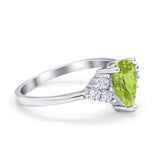 Art Deco Teardrop Engagement Ring Simulated Cubic Zirconia 925 Sterling Silver