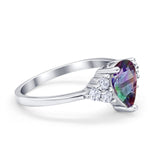 Art Deco Teardrop Engagement Ring Simulated Cubic Zirconia 925 Sterling Silver