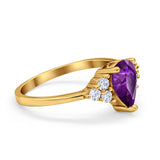 Art Deco Teardrop Engagement Ring Simulated Cubic Zirconia 925 Sterling Silver