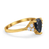 Art Deco Teardrop Engagement Ring Simulated Cubic Zirconia 925 Sterling Silver