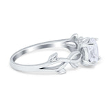 Oval Solitaire Art Deco Wedding Ring Simulated Cubic Zirconia 925 Sterling Silver