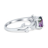 Oval Solitaire Art Deco Wedding Ring Simulated Cubic Zirconia 925 Sterling Silver