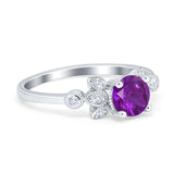 Vintage Style Round Simulated Cubic Zirconia Wedding Ring 925 Sterling Silver
