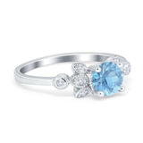 Vintage Style Round Simulated Cubic Zirconia Wedding Ring 925 Sterling Silver