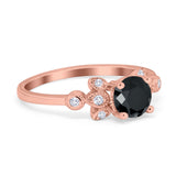 Vintage Style Round Simulated Cubic Zirconia Wedding Ring 925 Sterling Silver