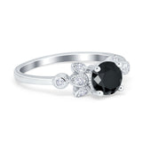 Vintage Style Round Simulated Cubic Zirconia Wedding Ring 925 Sterling Silver