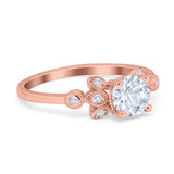 Vintage Style Round Simulated Cubic Zirconia Wedding Ring 925 Sterling Silver