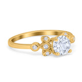 Vintage Style Round Simulated Cubic Zirconia Wedding Ring 925 Sterling Silver