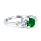 Vintage Style Round Simulated Cubic Zirconia Wedding Ring 925 Sterling Silver