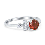 Vintage Style Round Simulated Cubic Zirconia Wedding Ring 925 Sterling Silver