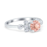Vintage Style Round Simulated Cubic Zirconia Wedding Ring 925 Sterling Silver