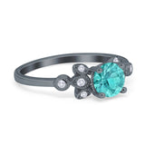 Vintage Style Round Simulated Cubic Zirconia Wedding Ring 925 Sterling Silver