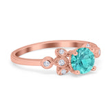 Vintage Style Round Simulated Cubic Zirconia Wedding Ring 925 Sterling Silver