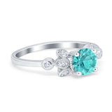 Vintage Style Round Simulated Cubic Zirconia Wedding Ring 925 Sterling Silver