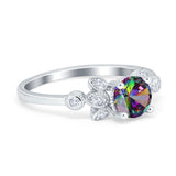 Vintage Style Round Simulated Cubic Zirconia Wedding Ring 925 Sterling Silver