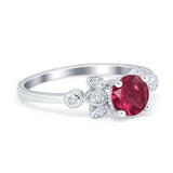 Vintage Style Round Simulated Cubic Zirconia Wedding Ring 925 Sterling Silver