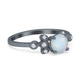 Vintage Style Round Simulated Cubic Zirconia Wedding Ring 925 Sterling Silver