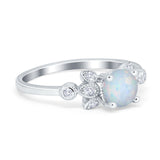 Vintage Style Round Simulated Cubic Zirconia Wedding Ring 925 Sterling Silver