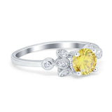 Vintage Style Round Simulated Cubic Zirconia Wedding Ring 925 Sterling Silver