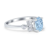 Vintage Style Oval Engagement Ring Simulated Cubic Zirconia 925 Sterling Silver