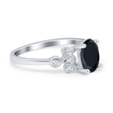 Vintage Style Oval Engagement Ring Simulated Cubic Zirconia 925 Sterling Silver