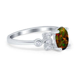 Vintage Style Oval Engagement Ring Simulated Cubic Zirconia 925 Sterling Silver