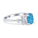 Vintage Style Oval Engagement Ring Simulated Cubic Zirconia 925 Sterling Silver