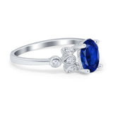 Vintage Style Oval Engagement Ring Simulated Cubic Zirconia 925 Sterling Silver
