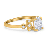 Vintage Style Oval Engagement Ring Simulated Cubic Zirconia 925 Sterling Silver
