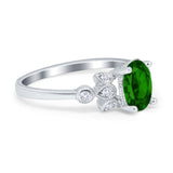 Vintage Style Oval Engagement Ring Simulated Cubic Zirconia 925 Sterling Silver