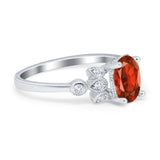Vintage Style Oval Engagement Ring Simulated Cubic Zirconia 925 Sterling Silver