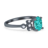 Vintage Style Oval Engagement Ring Simulated Cubic Zirconia 925 Sterling Silver