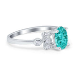 Vintage Style Oval Engagement Ring Simulated Cubic Zirconia 925 Sterling Silver