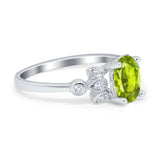 Vintage Style Oval Engagement Ring Simulated Cubic Zirconia 925 Sterling Silver