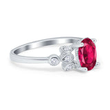 Vintage Style Oval Engagement Ring Simulated Cubic Zirconia 925 Sterling Silver