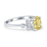 Vintage Style Oval Engagement Ring Simulated Cubic Zirconia 925 Sterling Silver