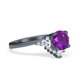 Vintage Round Engagement Ring Simulated Cubic Zirconia 925 Sterling Silver