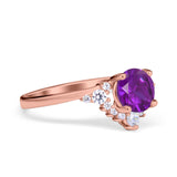 Vintage Round Engagement Ring Simulated Cubic Zirconia 925 Sterling Silver