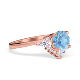 Vintage Round Engagement Ring Simulated Cubic Zirconia 925 Sterling Silver