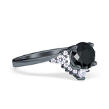 Vintage Round Engagement Ring Simulated Cubic Zirconia 925 Sterling Silver