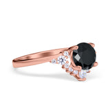 Vintage Round Engagement Ring Simulated Cubic Zirconia 925 Sterling Silver
