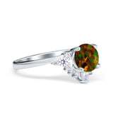 Vintage Round Engagement Ring Simulated Cubic Zirconia 925 Sterling Silver