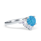 Vintage Round Engagement Ring Simulated Cubic Zirconia 925 Sterling Silver