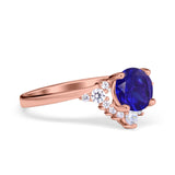 Vintage Round Engagement Ring Simulated Cubic Zirconia 925 Sterling Silver