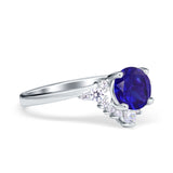 Vintage Round Engagement Ring Simulated Cubic Zirconia 925 Sterling Silver