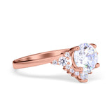 Vintage Round Engagement Ring Simulated Cubic Zirconia 925 Sterling Silver